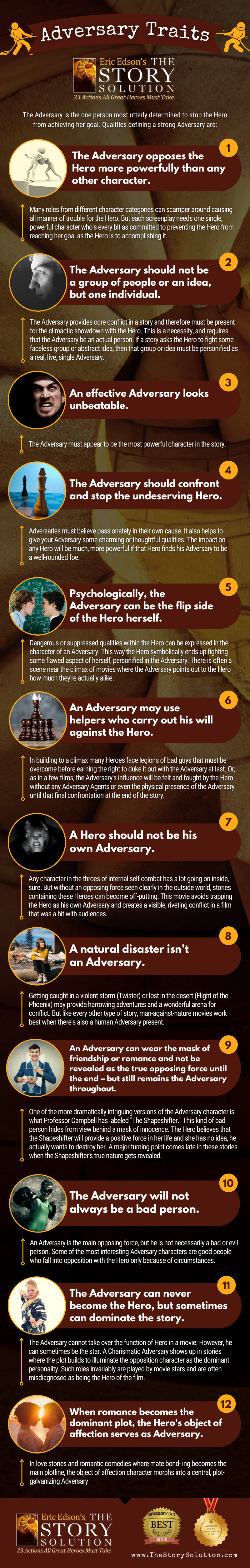 Adversary Traits Screenwriting Infographic - By Eric Edson